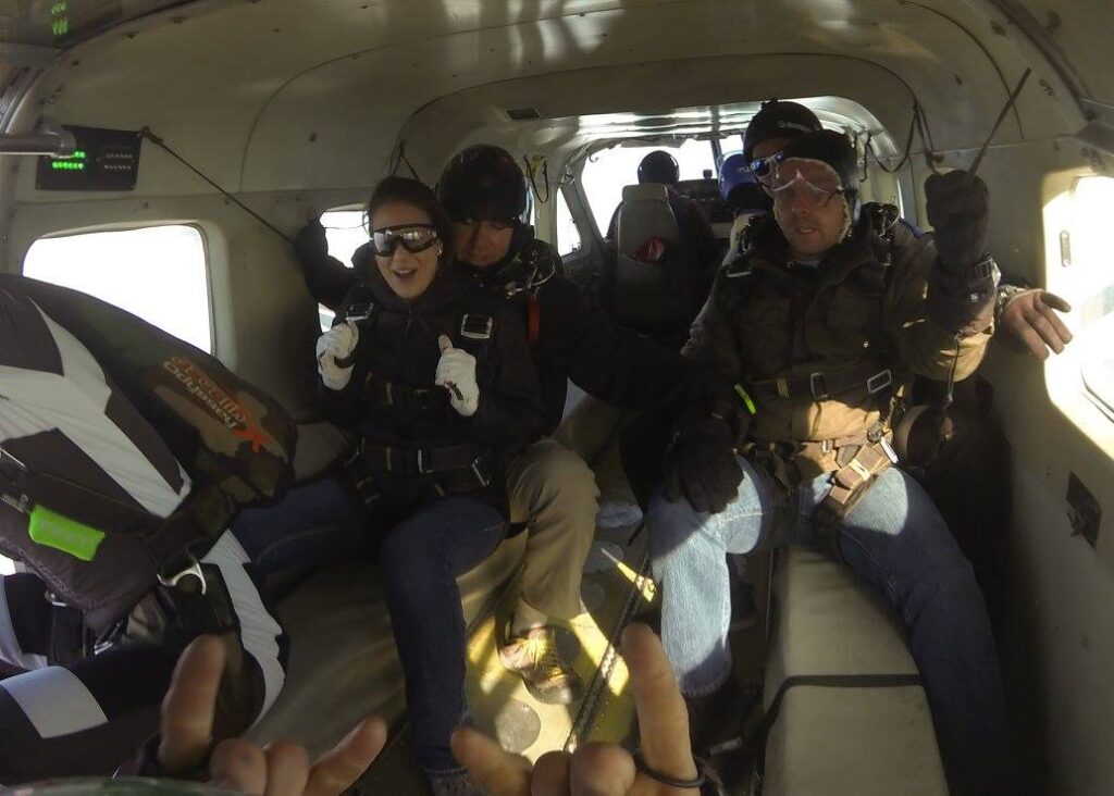 getting ready to jump out of a plane