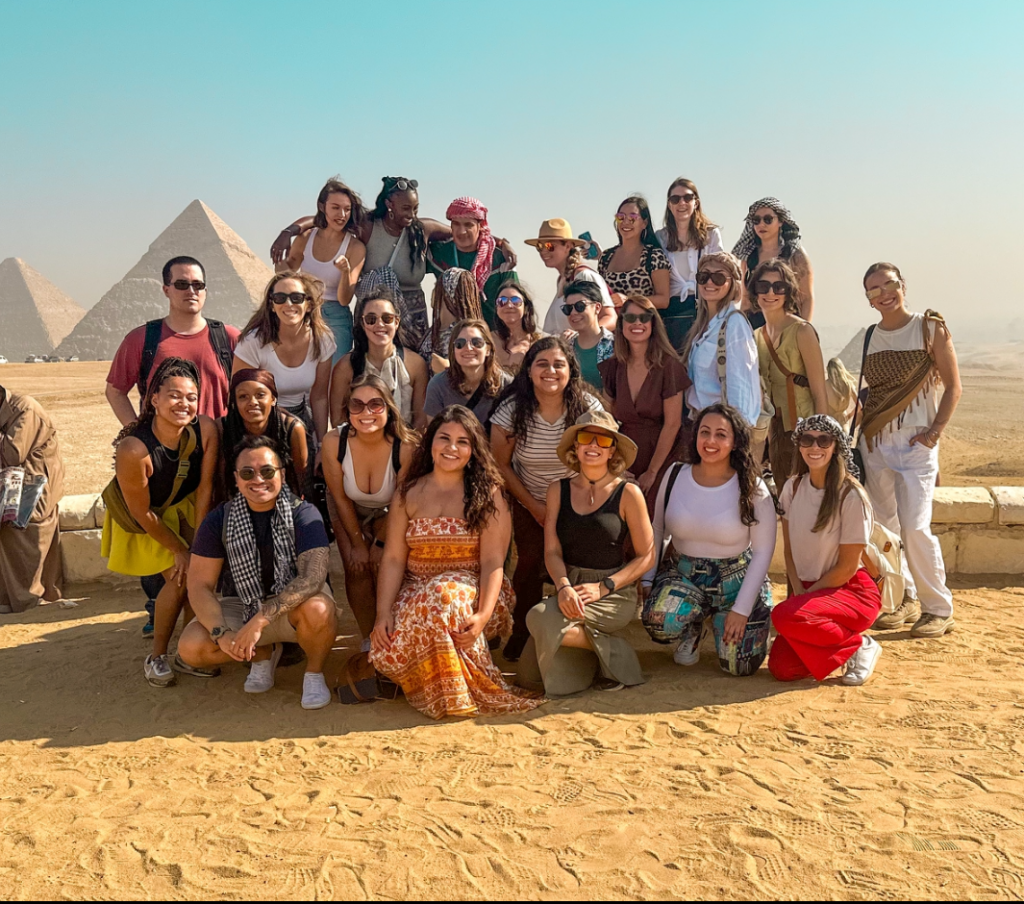 everyone's outfits at the pyramids of giza